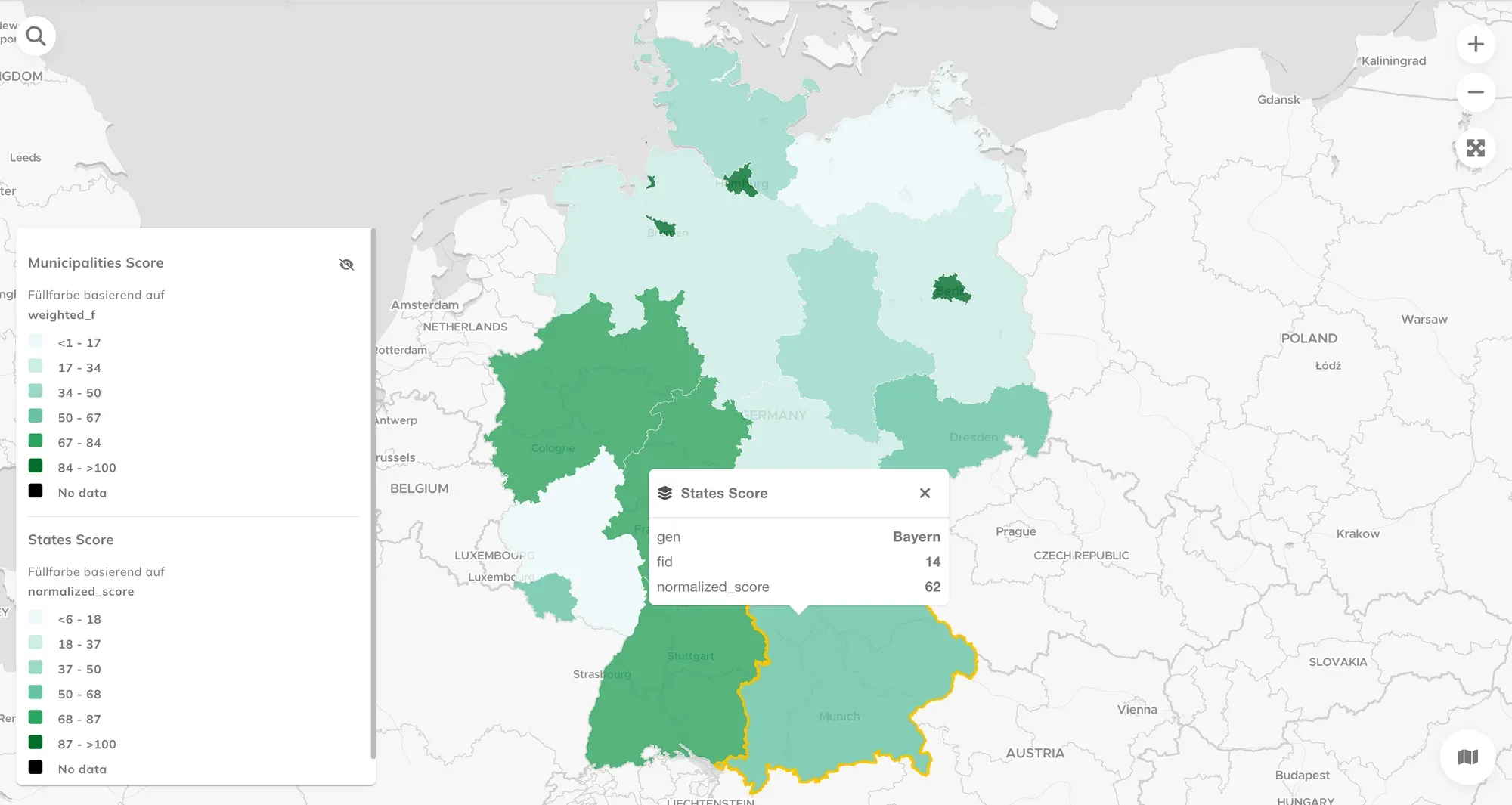 15-Minuten-Stadt-Score je Gemeinde in Deutschland in GOAT