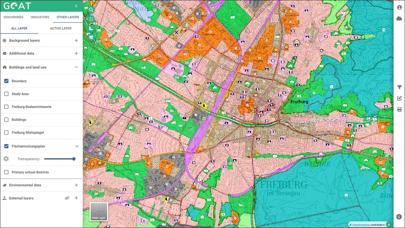 Representation of land use map in
GOAT