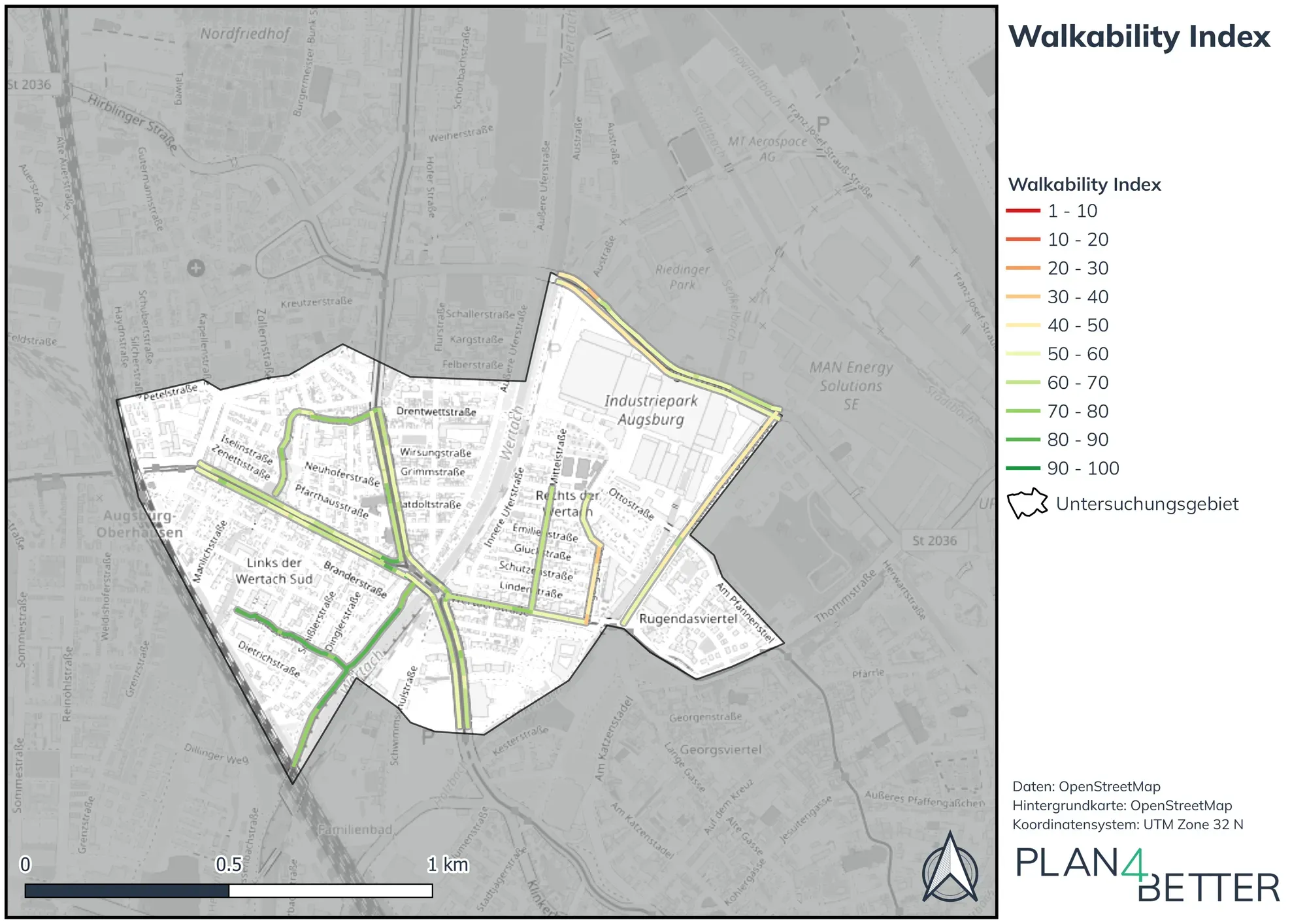 Accessibility und Walkability Analysen für die Stadt Augsburg
