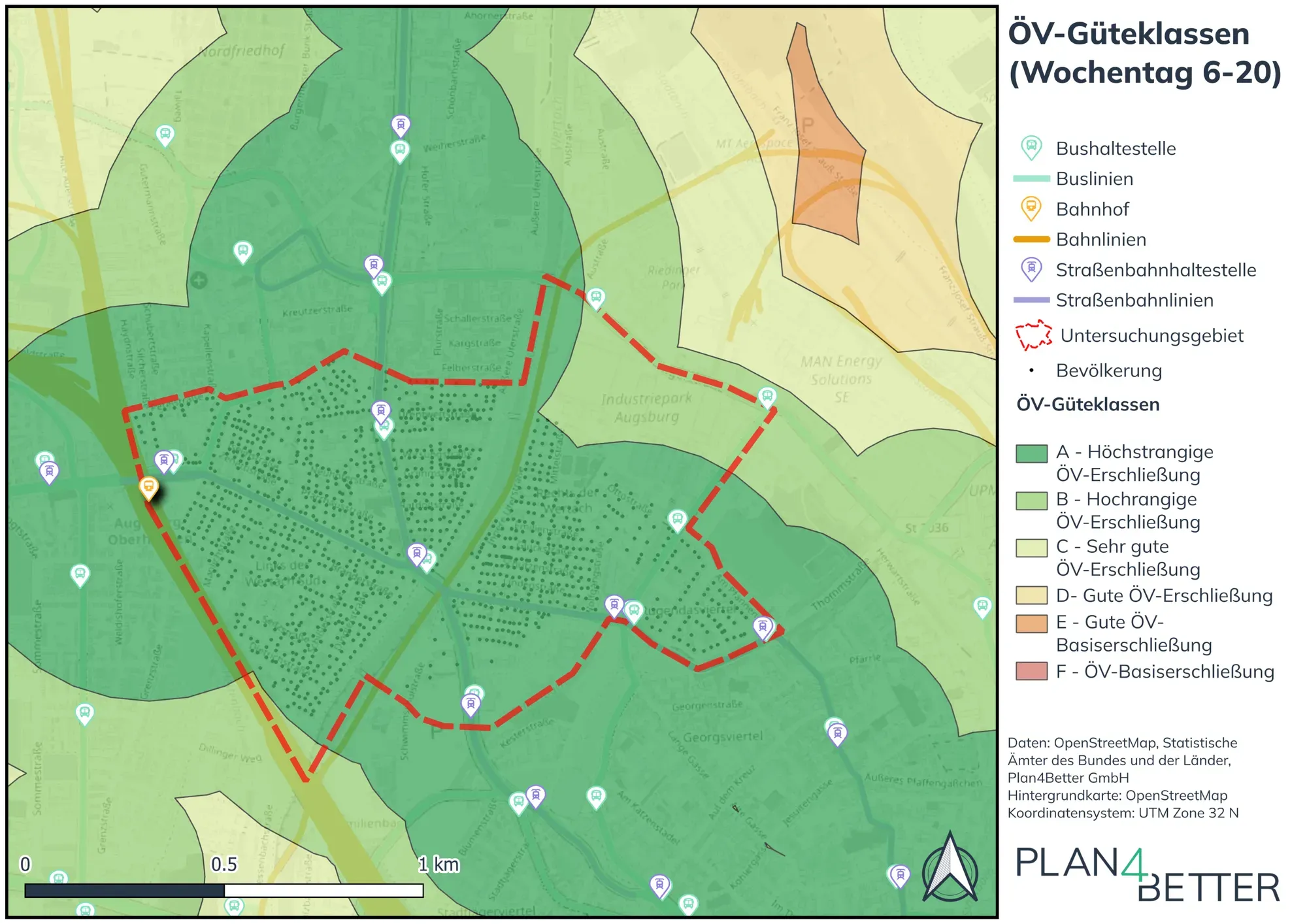 Accessibility und Walkability Analysen für die Stadt Augsburg