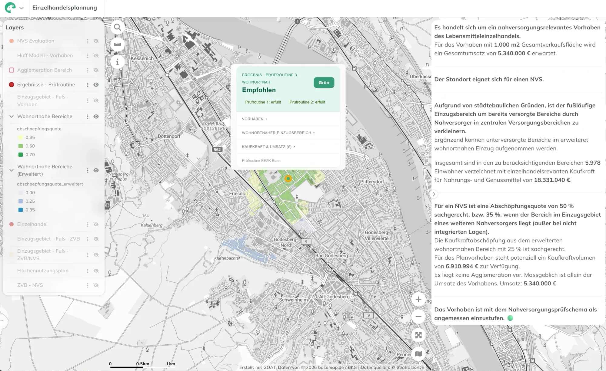 Einzelhandelsplanung in Bonn: datenbasierte GIS-Analyse mit dem WebGIS GOAT