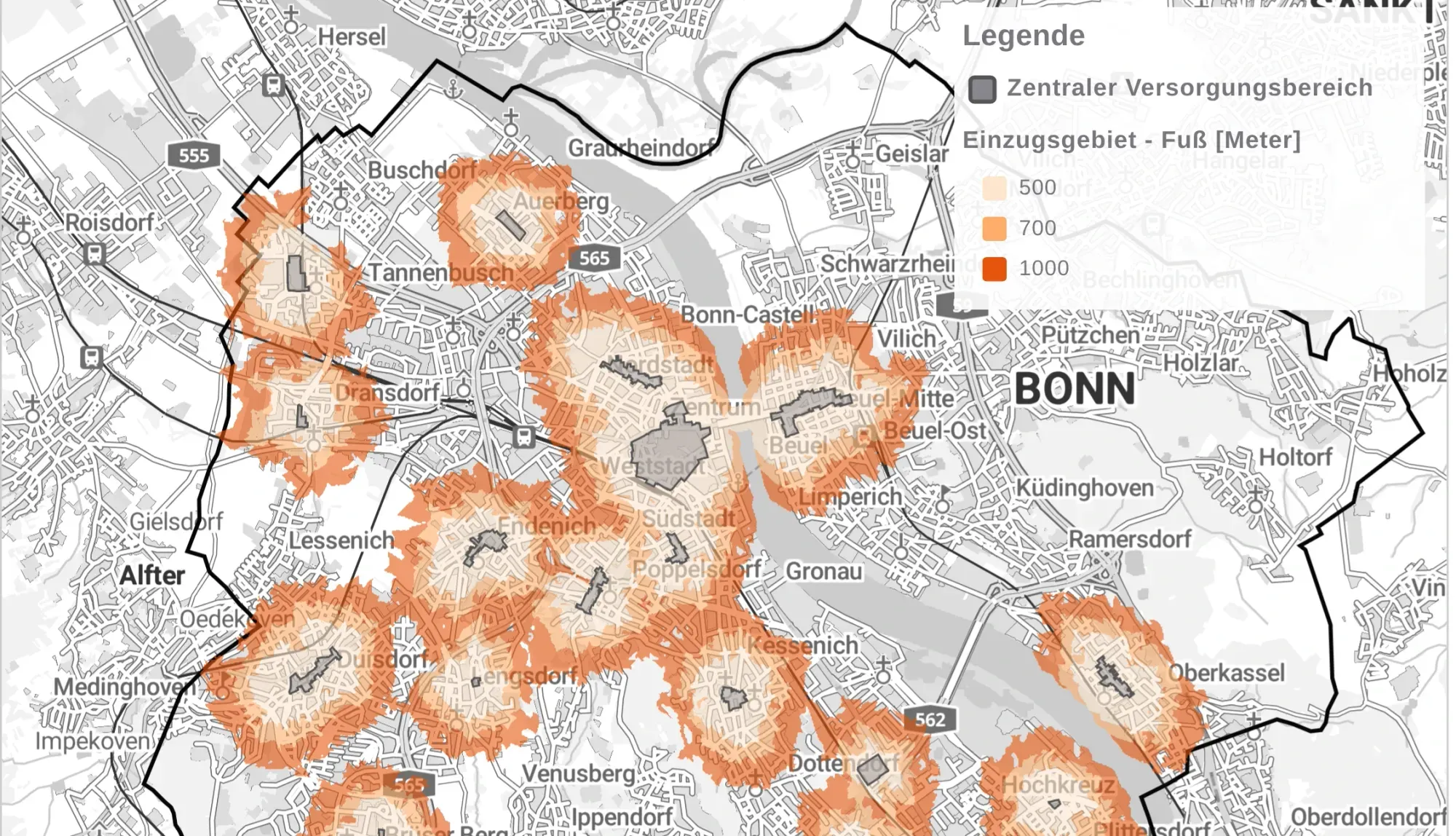 Einzelhandelsplanung in Bonn: datenbasierte GIS-Analyse mit dem WebGIS GOAT