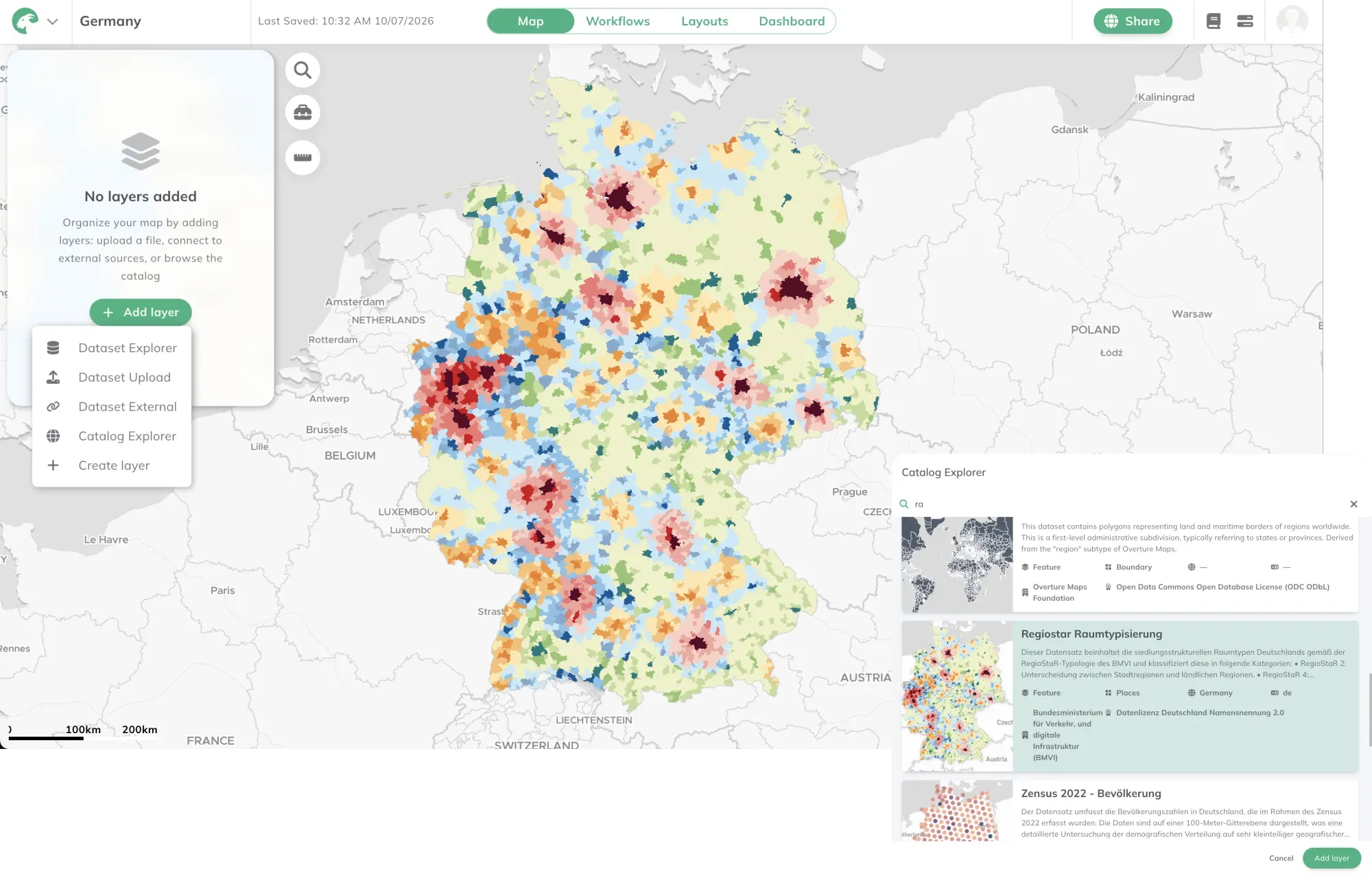Ein Datensatz wird in GOAT zu einem Projekt hinzugefügt