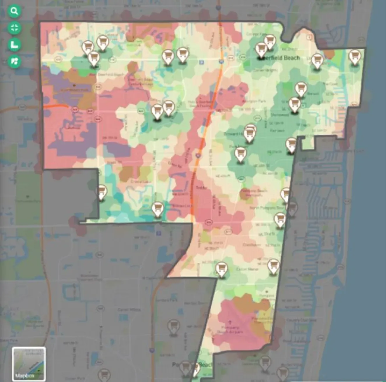 Accessibility analysis to supermarkets