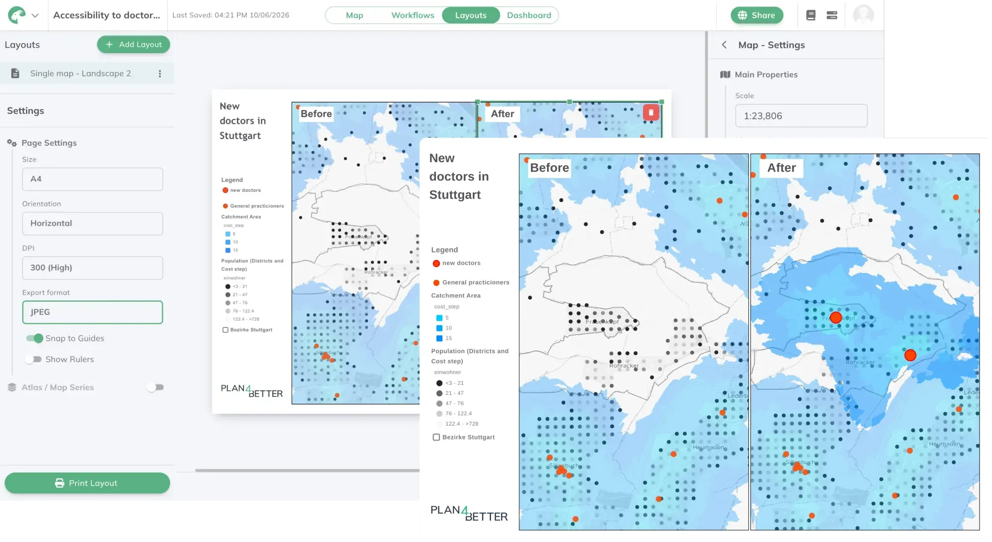 Druckfertiger Versorgungsbericht mit dem Layouts-Tool von GOAT erstellt