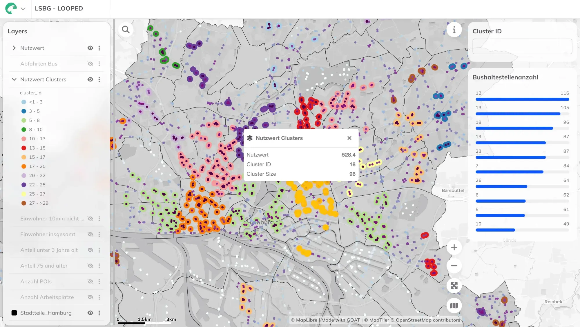 Standortanalyse für Bushaltestellen in Hamburg mit dem WebGIS GOAT