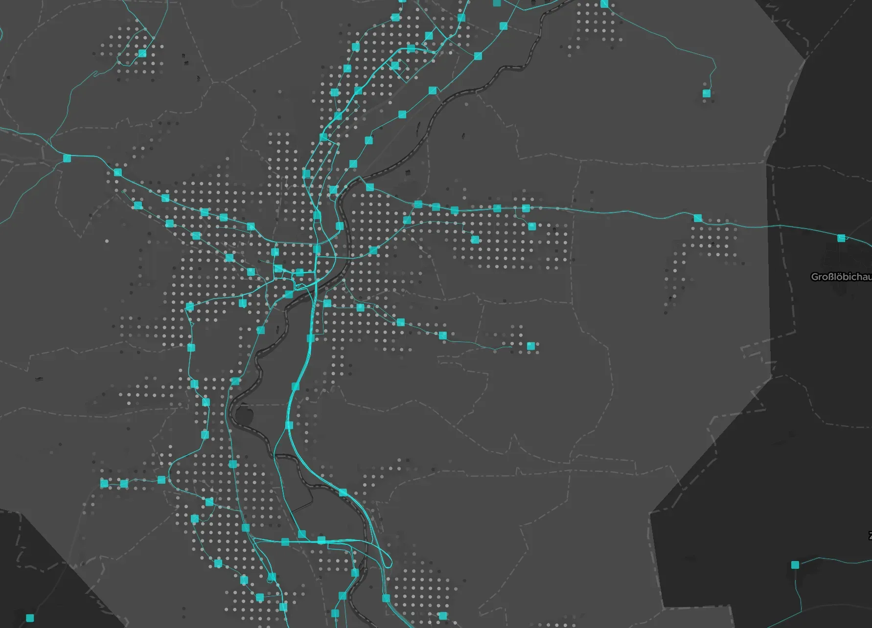 Public transport accessibility detail for Jena in GOAT