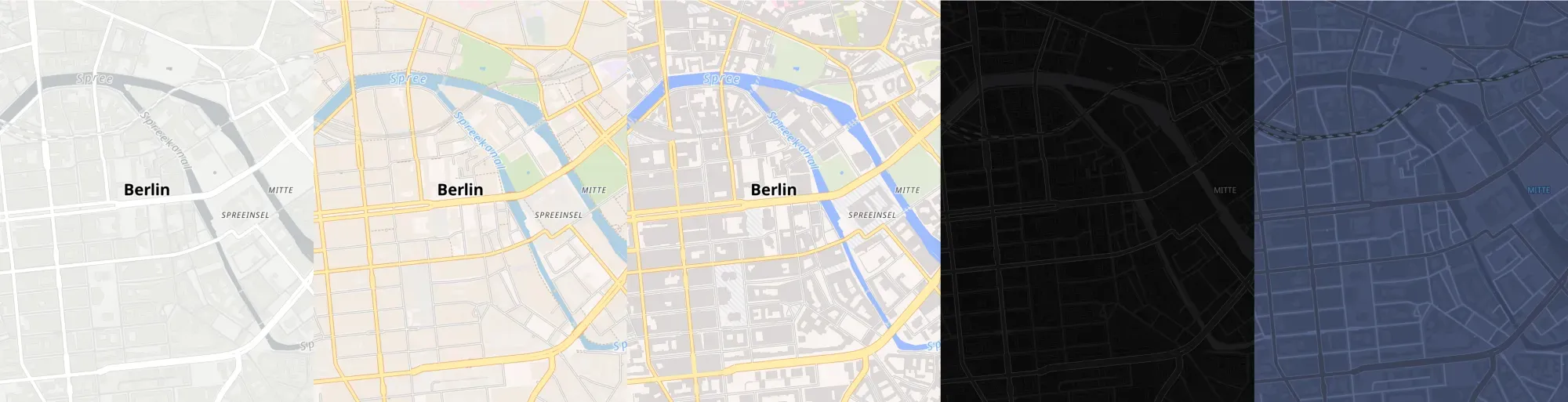 OpenFreeMap-Basiskarten-Styles: Positron, Bright, Liberty, Dark und
Fiord