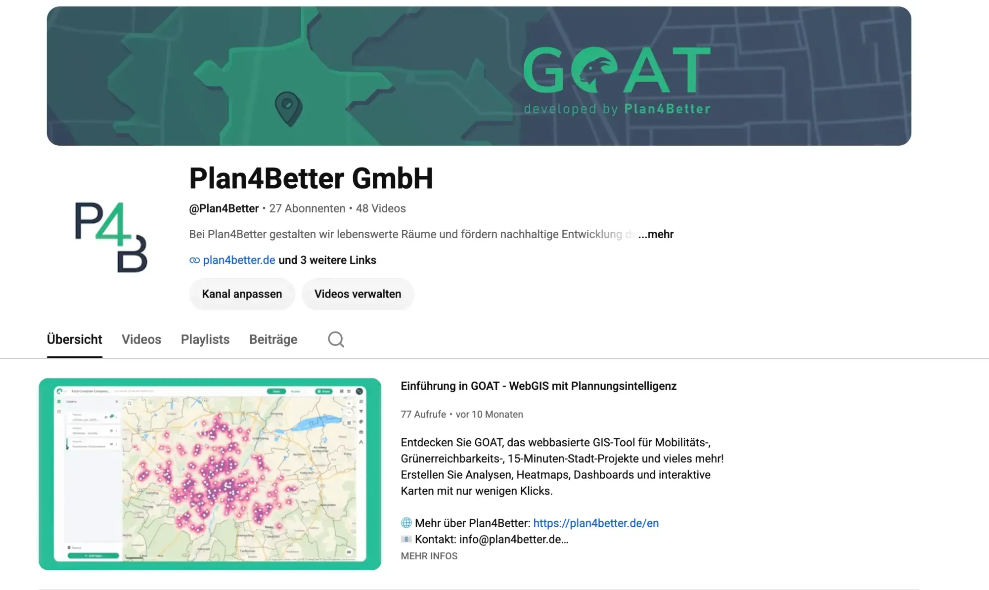 Der YouTube-Kanal von Plan4Better